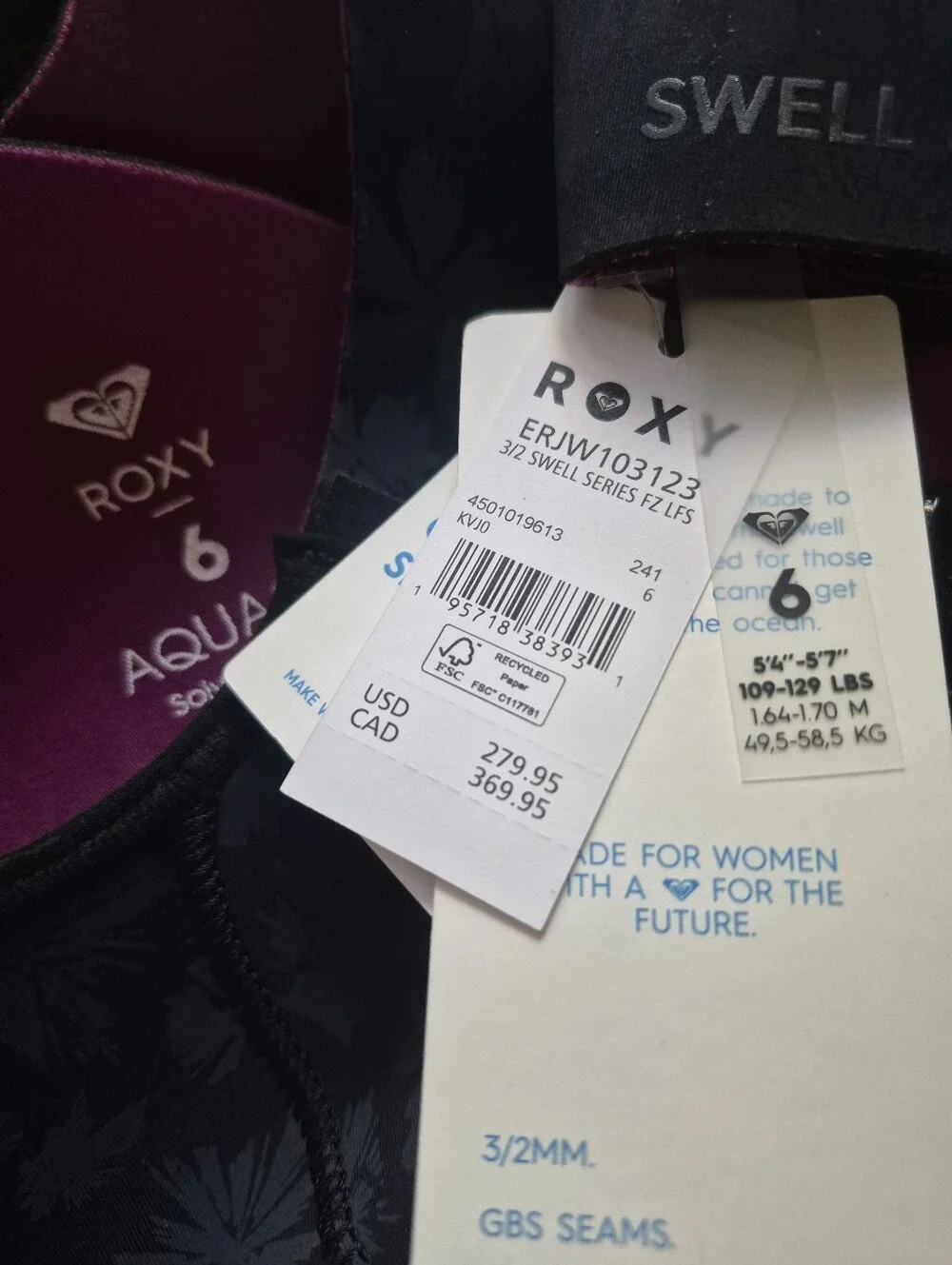 ROXY NEW 3/2 Swell Series Front Zip Full Wetsuit